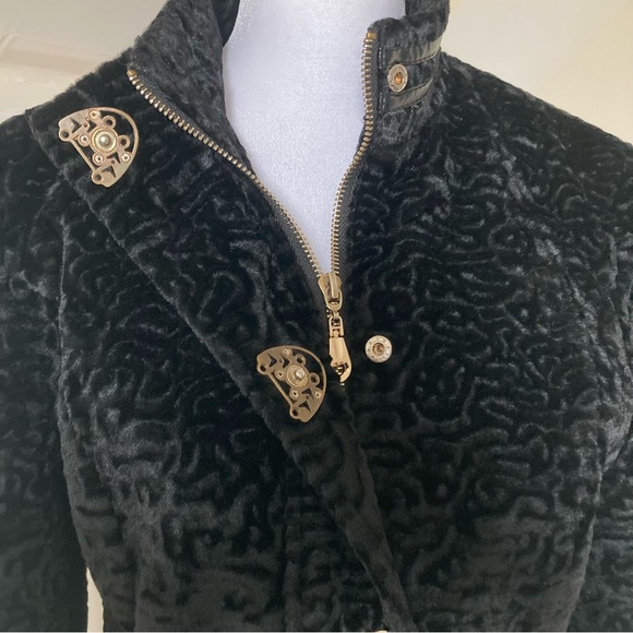 KENZO Paris Black Velour Velvet Gold & Strappy Jacket size XL - Picture 10 of 11